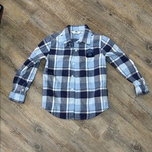 Janie & Jack Kids Navy and Light Blue Plaid Shirt Star Wars
